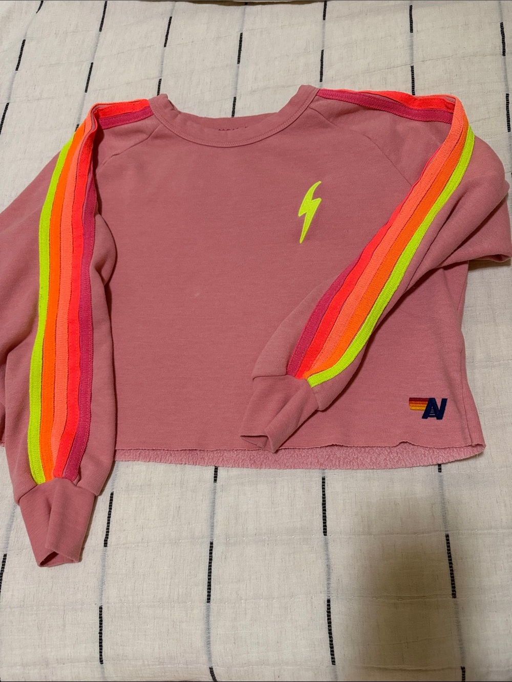 Aviator Nation Bolt Embroidery classic cropped crew neck - Medium